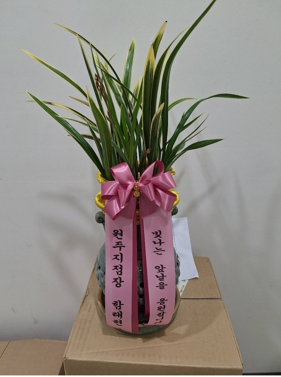 예도화환 출고 전 검수(리본 오탈자/정렬/포장 완충) 체크 장면