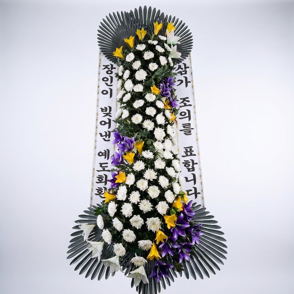 예도화환 일반 근조화환 3단 기본형과 고급형의 볼륨감 비교 사진