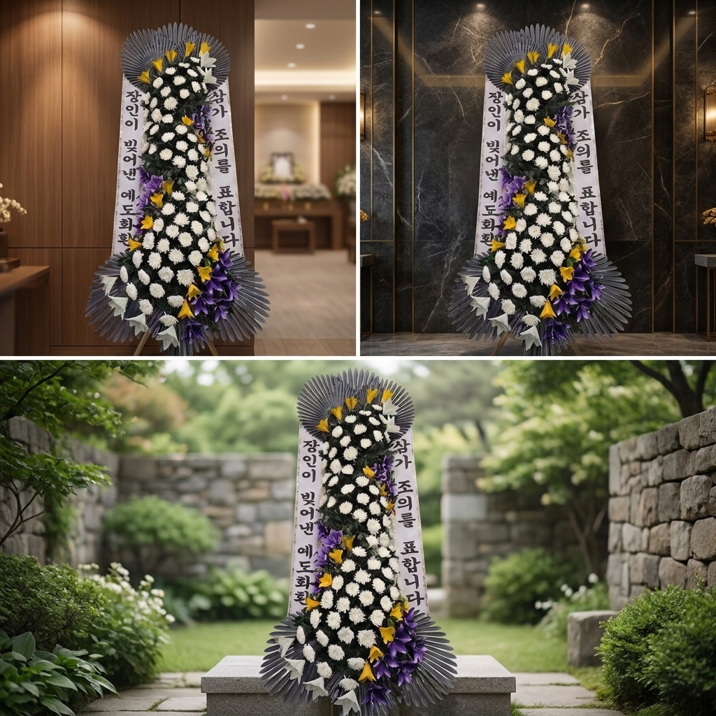 예도화환 일반 3단 화환 등급별 국화 볼륨 차이 비교