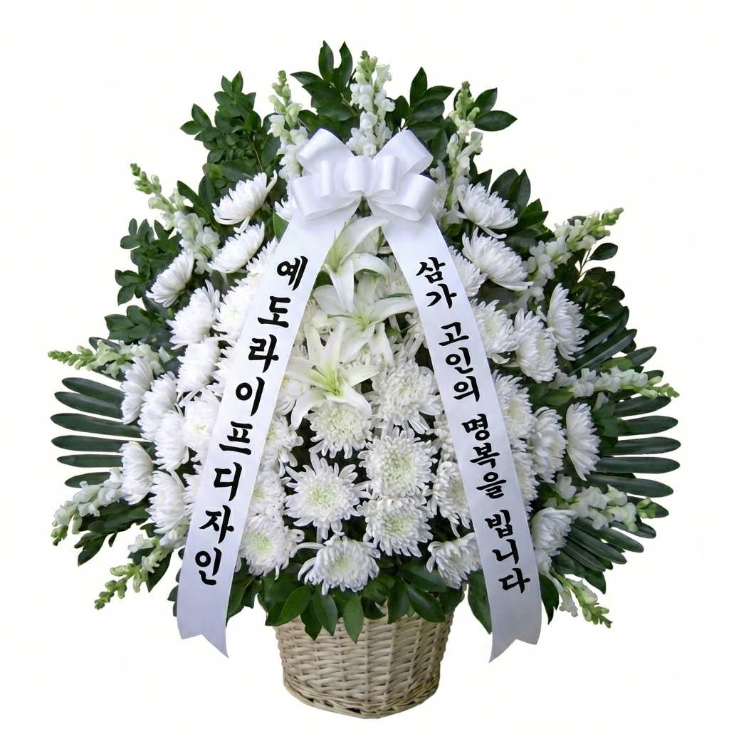 예도화환 3단 기본형과 4단 화환의 높이 및 부피감 비교 사진