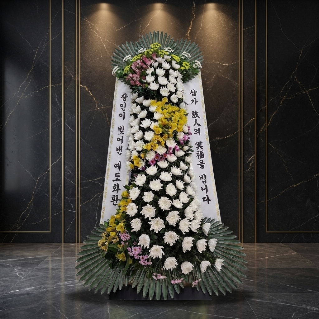 예도화환 명품근조 보급형과 고급형 정면 볼륨 비교 사진