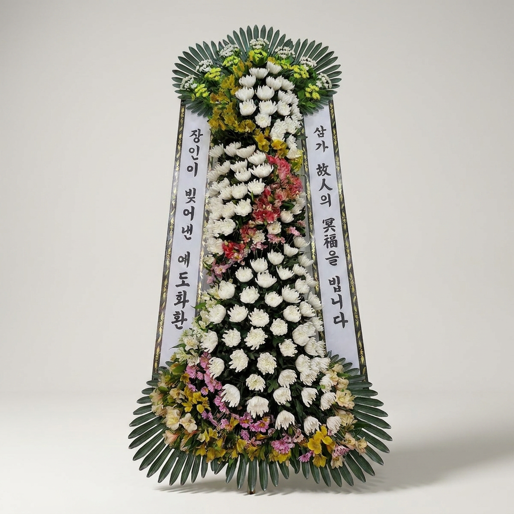 예도화환 특허명품근조 예도화환 정면 및 측면 입체감 확인 사진