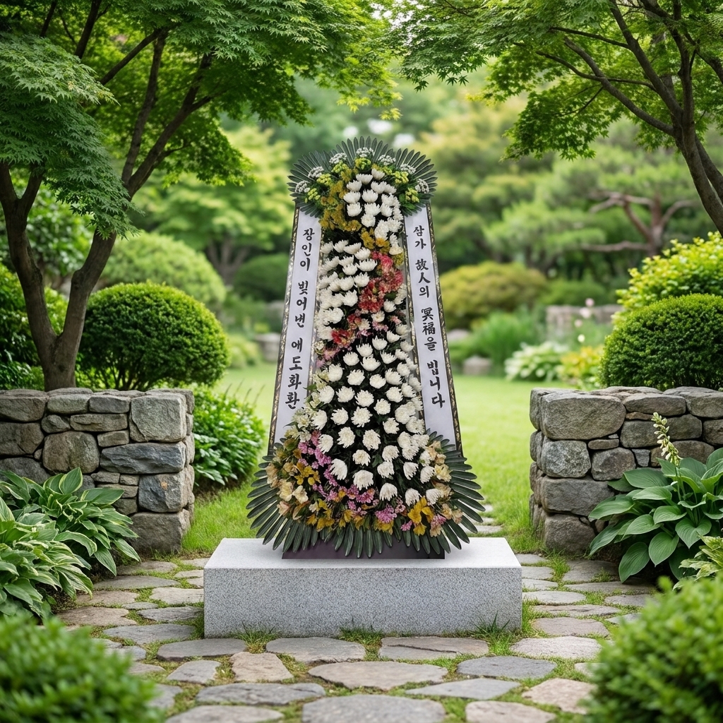 예도화환 리본 문구 좌우 정렬 및 부착 상태 비교 사례