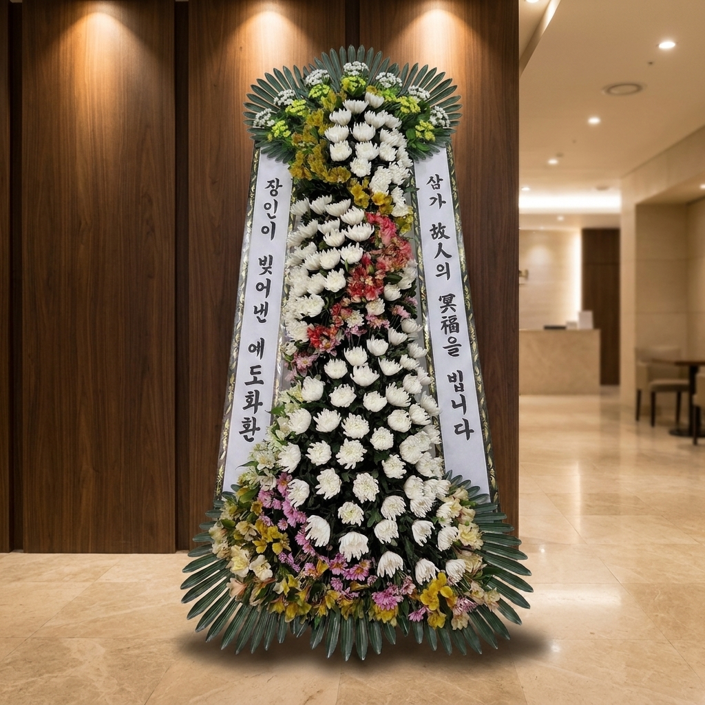 예도화환 특허명품근조 보급형과 특고급형 볼륨 차이 비교 사진