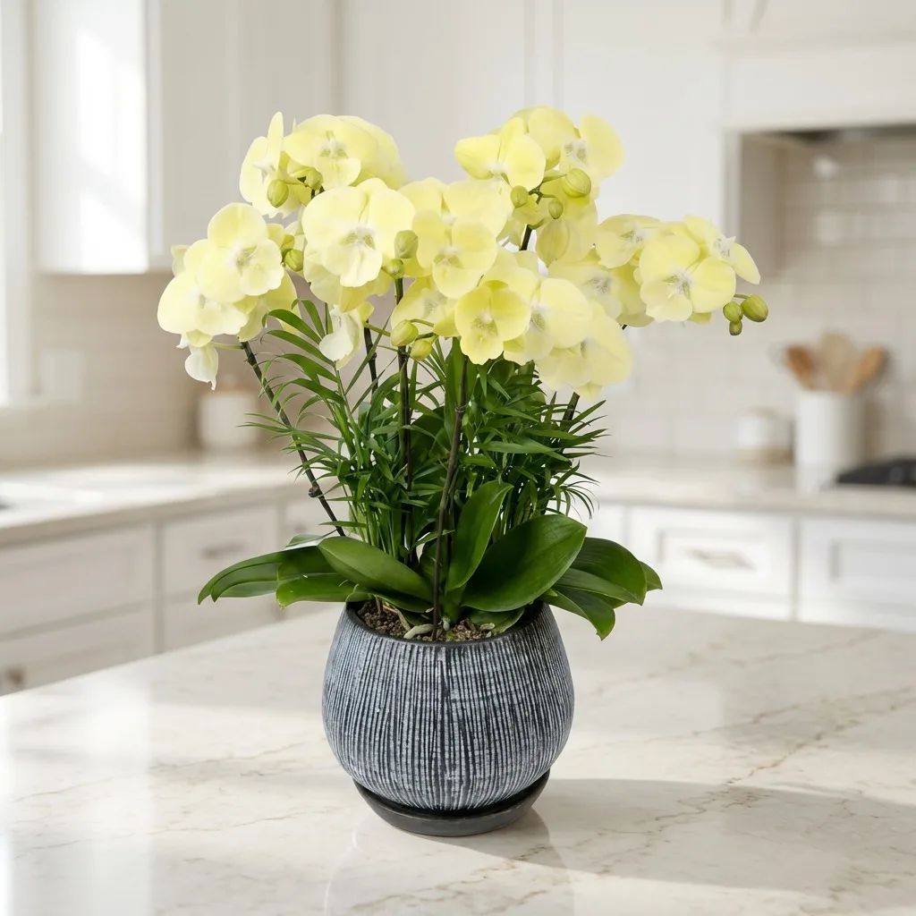 프리미엄 레몬옐로우 서양란 대륜 (개업·승진·이전 축하 고급 화분) 사진 2