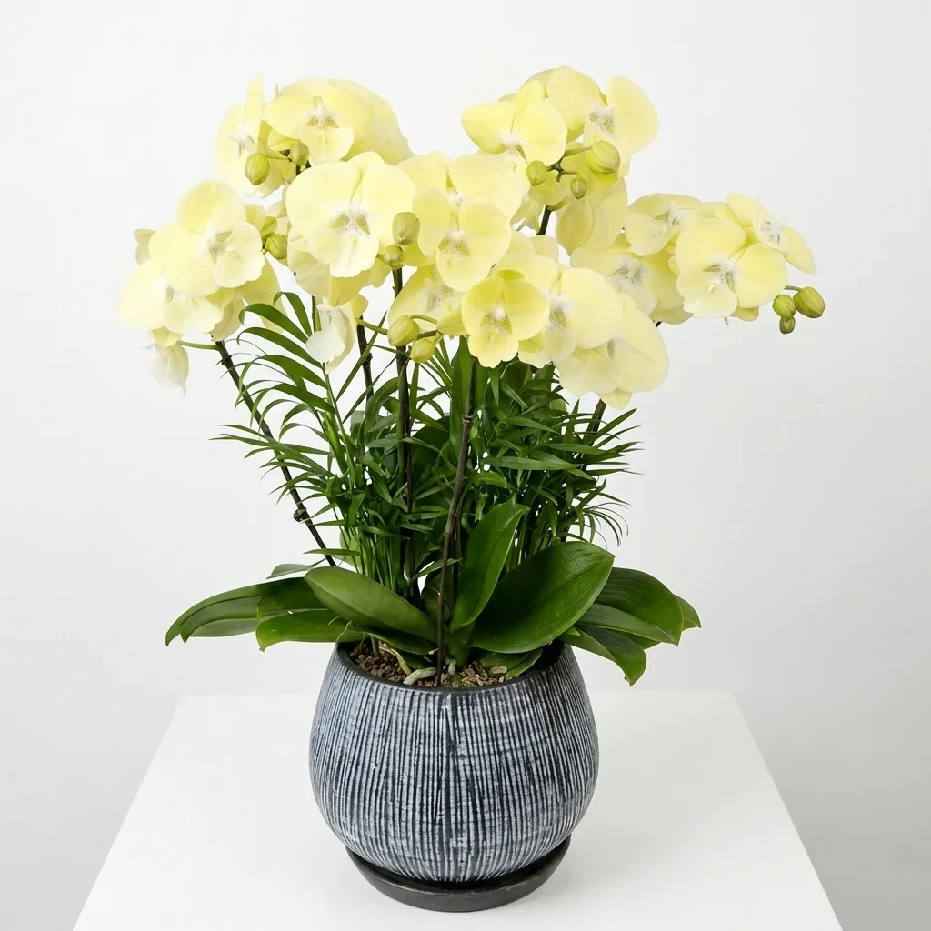 프리미엄 레몬옐로우 서양란 대륜 (개업·승진·이전 축하 고급 화분) 사진 3