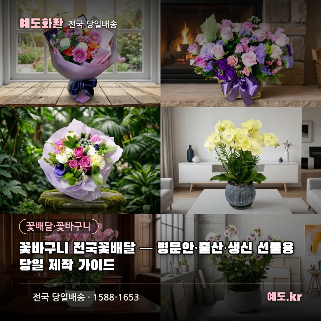 꽃바구니 전국꽃배달 — 병문안·출산·생신 선물용 당일 제작 가이드 - 예도화환