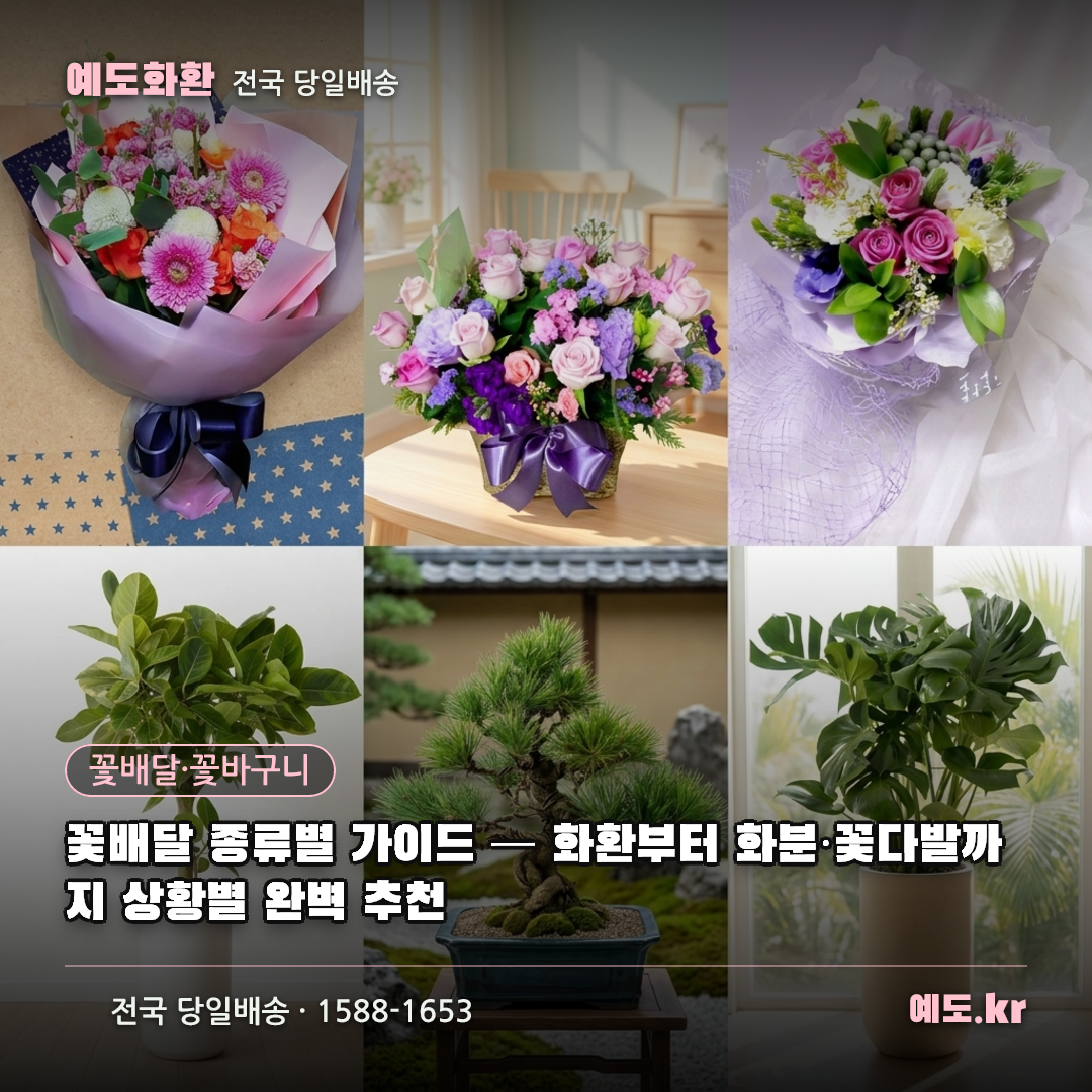 꽃배달 종류별 가이드 — 화환부터 화분·꽃다발까지 상황별 완벽 추천 - 예도화환