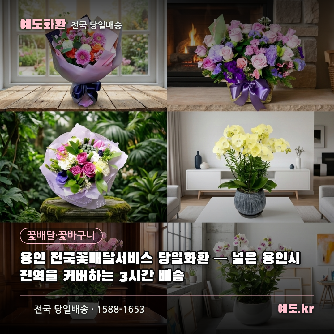 용인 전국꽃배달서비스 당일화환 — 넓은 용인시 전역을 커버하는 3시간 배송 - 예도화환