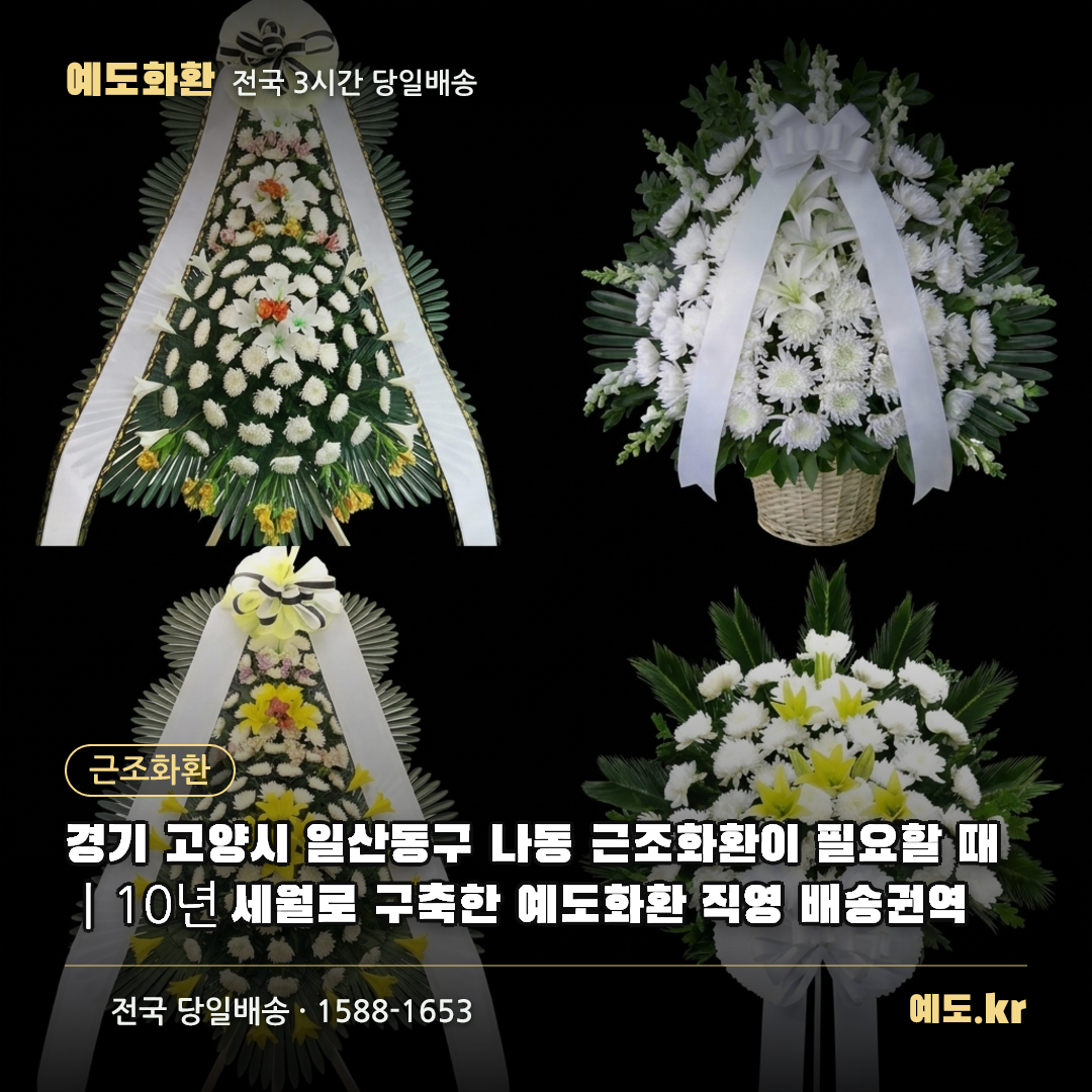 경기 고양시 일산동구 나동 근조화환이 필요할 때|10년 세월로 구축한 예도화환 직영 배송권역 - 예도화환