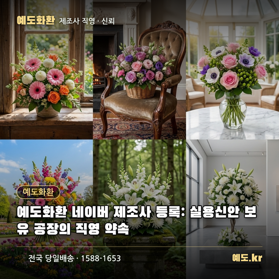 예도화환 네이버 제조사 등록: 실용신안 보유 공장의 직영 약속 - 예도화환